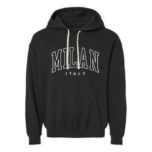 Milan Retro Preppy Italy Souvenir Garment-Dyed Fleece Hoodie