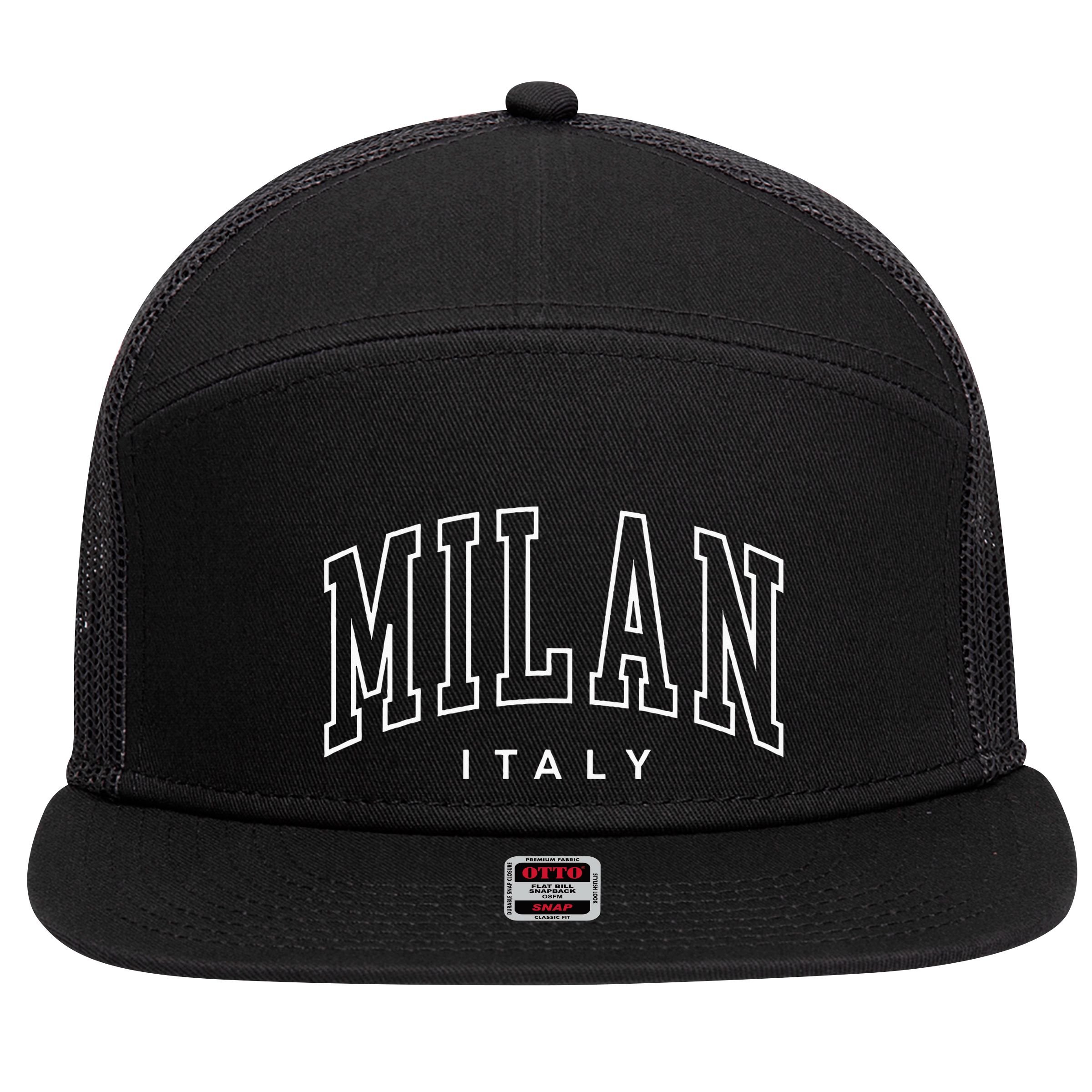 Milan Retro Preppy Italy Souvenir 7 Panel Mesh Trucker Snapback Hat