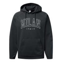 Milan Retro Preppy Italy Souvenir Performance Fleece Hoodie