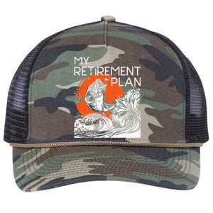 My Retirement Plan Retired Retiree Pension Fishing Fisher Retro Rope Trucker Hat Cap