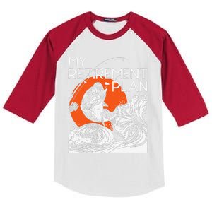 My Retirement Plan Retired Retiree Pension Fishing Fisher Kids Colorblock Raglan Jersey