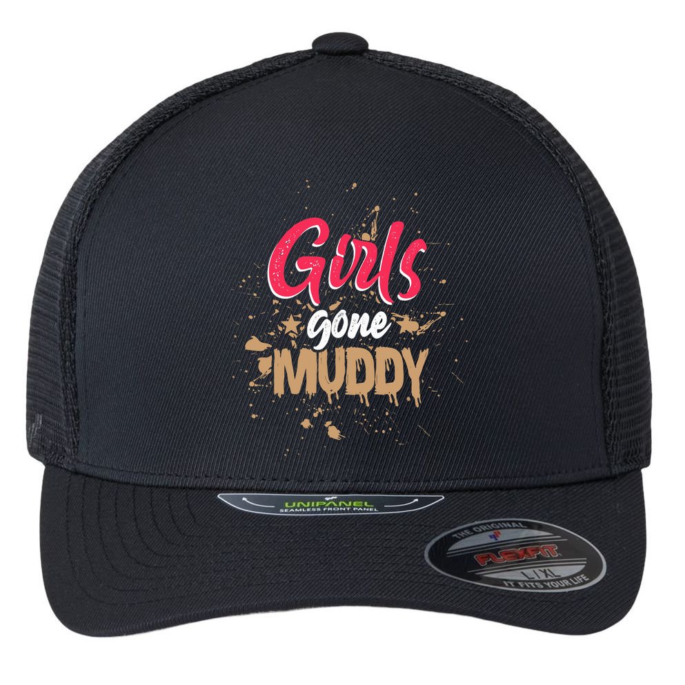 Mud Run Princess Girl Gone Muddy Team Girl ATV Flexfit Unipanel Trucker Cap