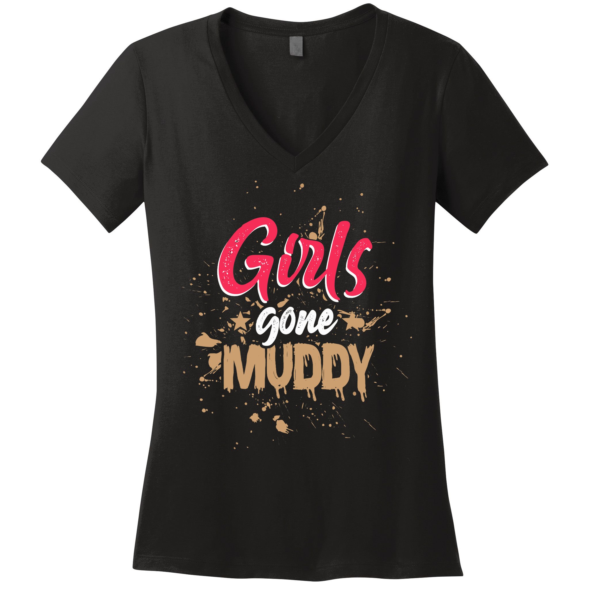 Mud Run Princess Girl Gone Muddy Team Girl ATV Women's V-Neck T-Shirt