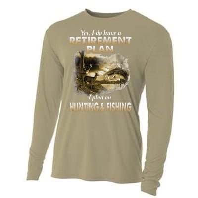 My Retirement Plan Hunting Fishing Hunters Grandpa Fun Gift Cooling Performance Long Sleeve Crew