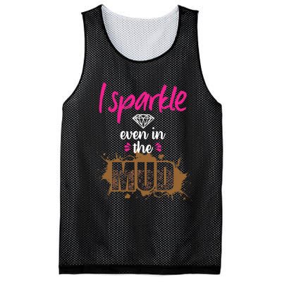 Mud Run Princess I Sparkle Even in Mud Team Girl ATV Gifts Mesh Reversible Basketball Jersey Tank