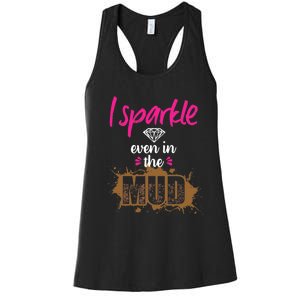 Mud Run Princess I Sparkle Even in Mud Team Girl ATV Gifts Women's Racerback Tank