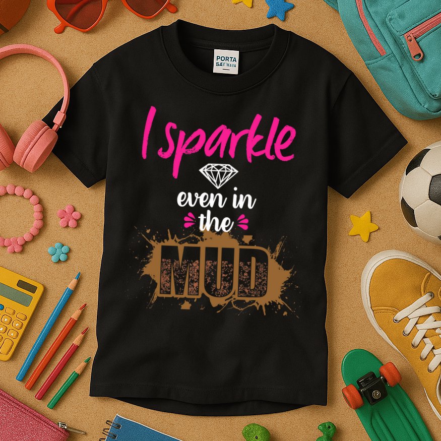 Mud Run Princess I Sparkle Even in Mud Team Girl ATV Gifts Kids T-Shirt