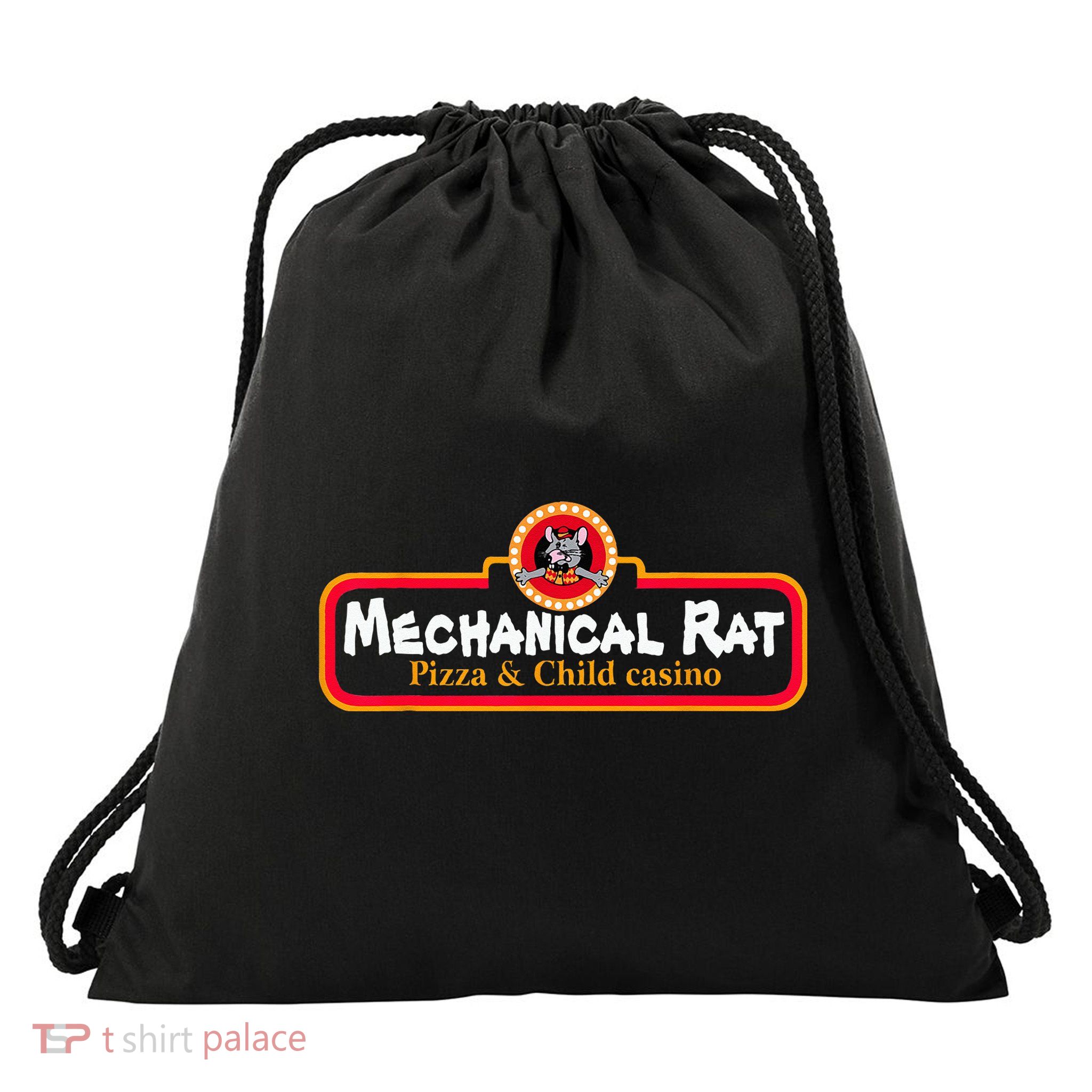 Mechanical Rat Pizza & Child Casino Drawstring Bag