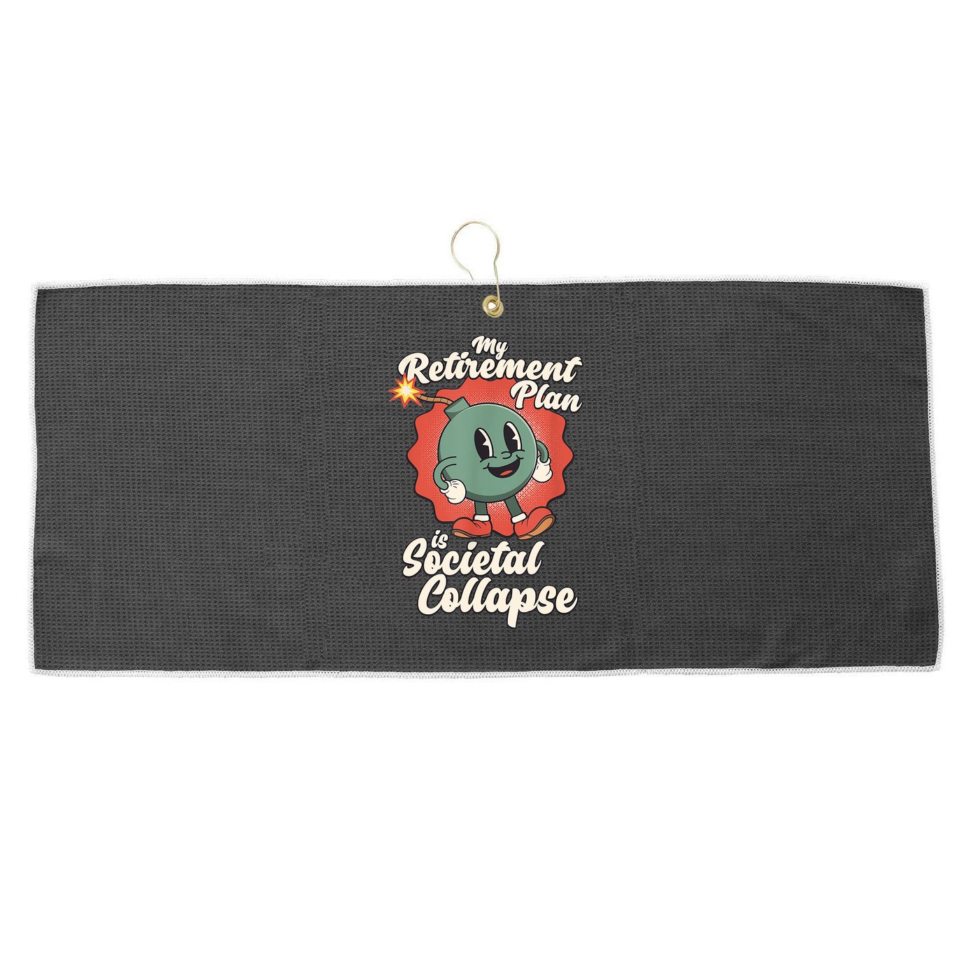 My Retirement Plan Is Societal Collapse Retro Toon Dread Large Microfiber Waffle Golf Towel
