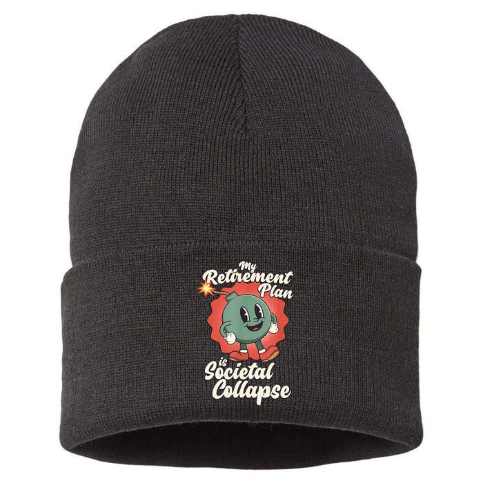 My Retirement Plan Is Societal Collapse Retro Toon Dread Sustainable Knit Beanie