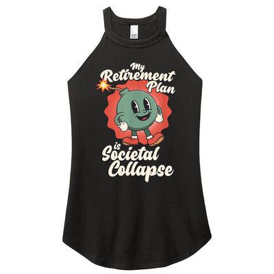 My Retirement Plan Is Societal Collapse Retro Toon Dread Women's Perfect Tri Rocker Tank