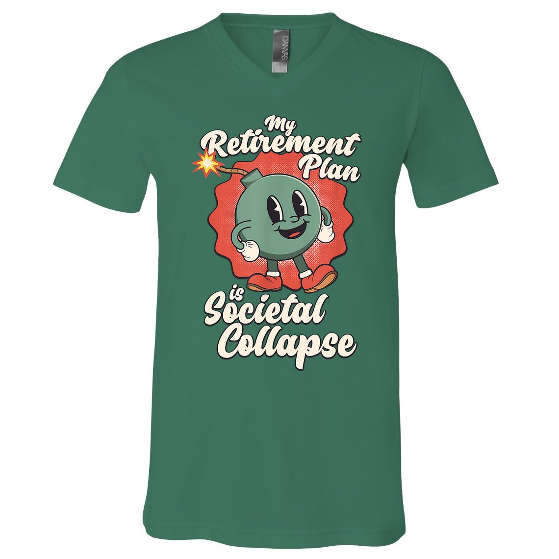 My Retirement Plan Is Societal Collapse Retro Toon Dread V-Neck T-Shirt