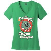 My Retirement Plan Is Societal Collapse Retro Toon Dread Women's V-Neck T-Shirt