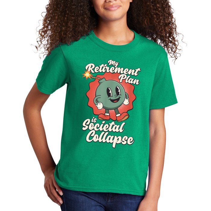 My Retirement Plan Is Societal Collapse Retro Toon Dread Kids T-Shirt