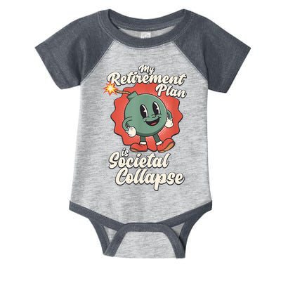 My Retirement Plan Is Societal Collapse Retro Toon Dread Infant Baby Jersey Bodysuit