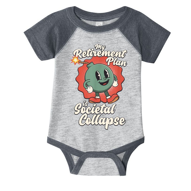 My Retirement Plan Is Societal Collapse Retro Toon Dread Infant Baby Jersey Bodysuit
