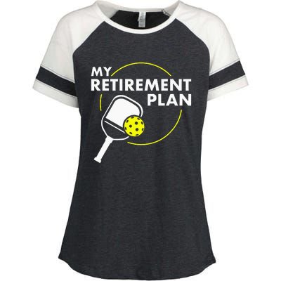 My Retirement Plan Funny Pickleball Slogan Enza Ladies Jersey Colorblock Tee