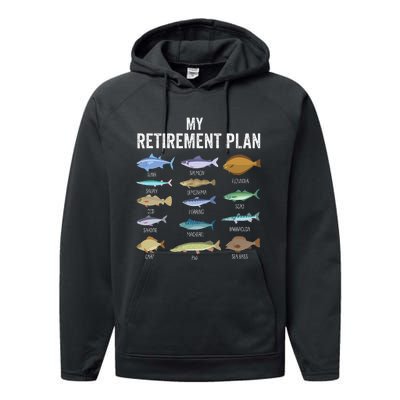 My Retiret Plan Fishing. Retiret Gift For Performance Fleece Hoodie