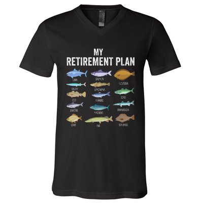 My Retiret Plan Fishing. Retiret Gift For V-Neck T-Shirt