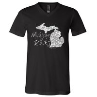 MICHIGAN ROCKS PETOSKEY STONE V-Neck T-Shirt