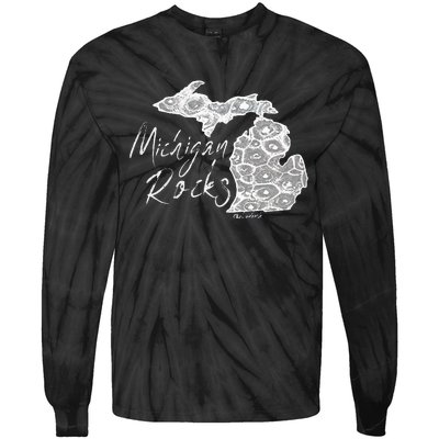 MICHIGAN ROCKS PETOSKEY STONE Tie-Dye Long Sleeve Shirt