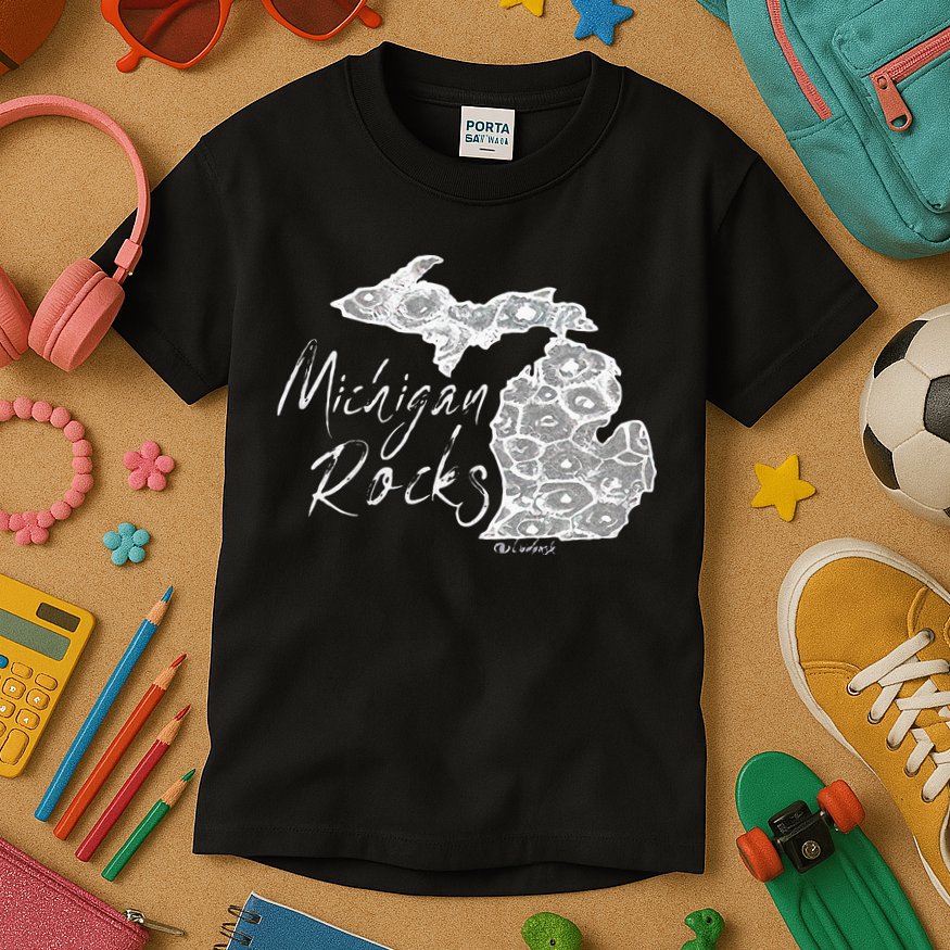 MICHIGAN ROCKS PETOSKEY STONE Kids T-Shirt