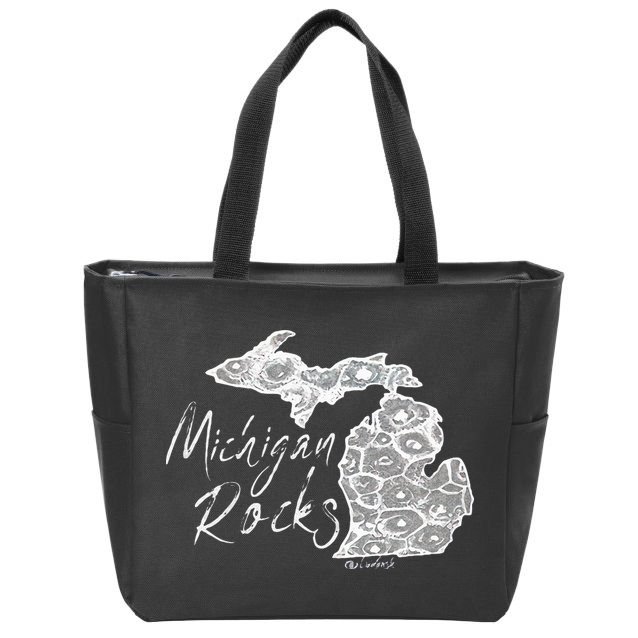 MICHIGAN ROCKS PETOSKEY STONE Zip Tote Bag
