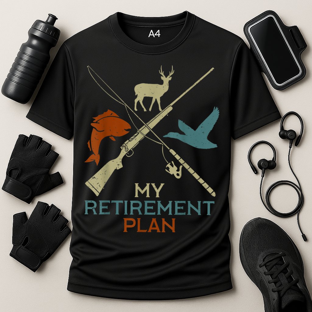 My Retirement Plan Hunting Fishing Hunter Grandfather Cooling Performance Crew T-Shirt