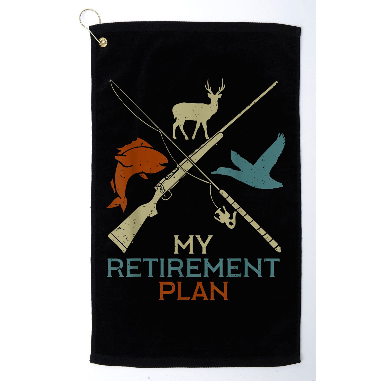 My Retirement Plan Hunting Fishing Hunter Grandfather Golf Towel