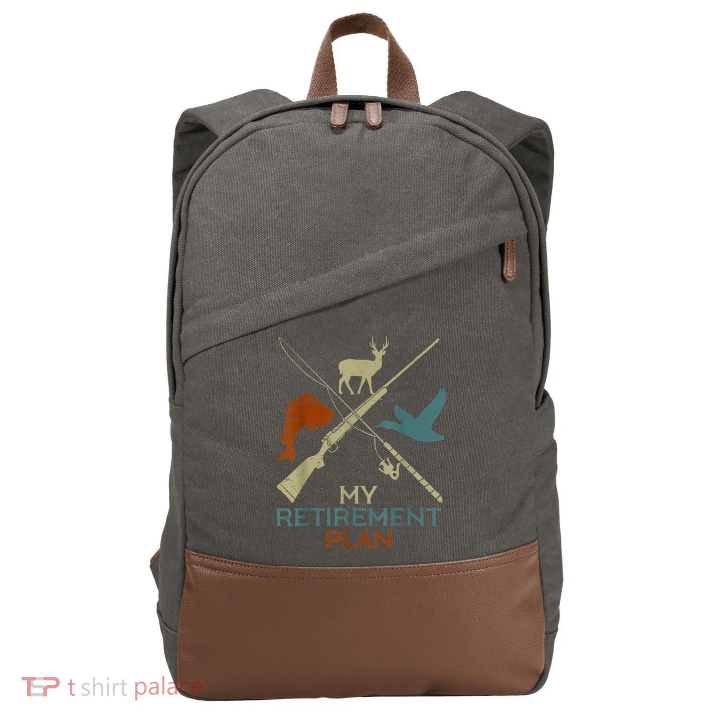 My Retirement Plan Hunting Fishing Hunter Grandfather Cotton Canvas Backpack