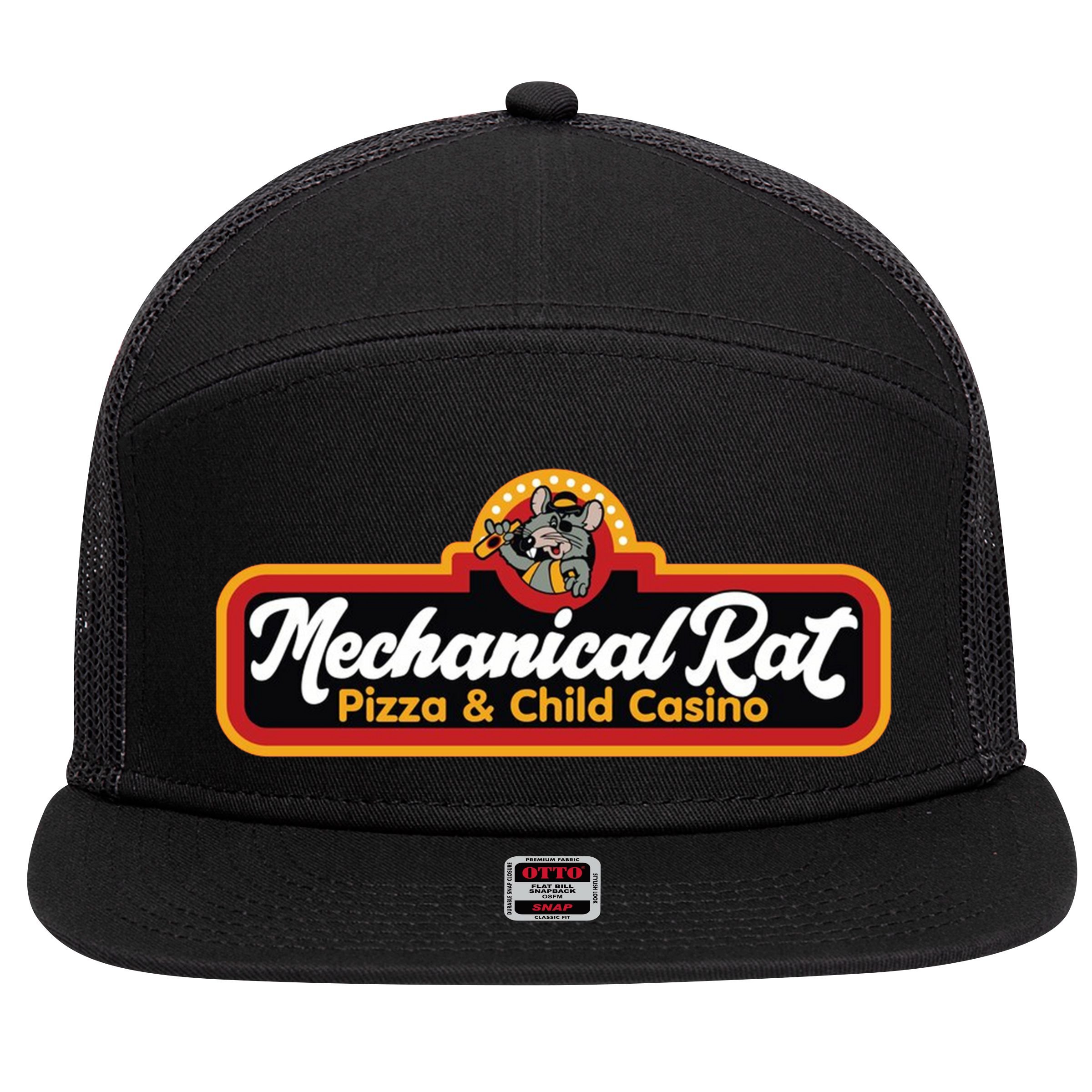 Mechanical Rat Pizza & Child Casino 7 Panel Mesh Trucker Snapback Hat