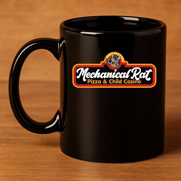 Mechanical Rat Pizza & Child Casino 11oz C Handle Ceramic Mug