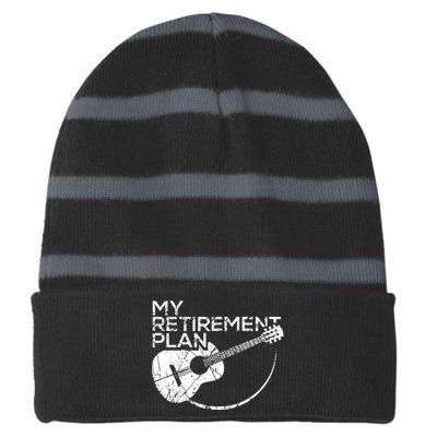 My Retirement Plan Guitar Striped Beanie with Solid Band