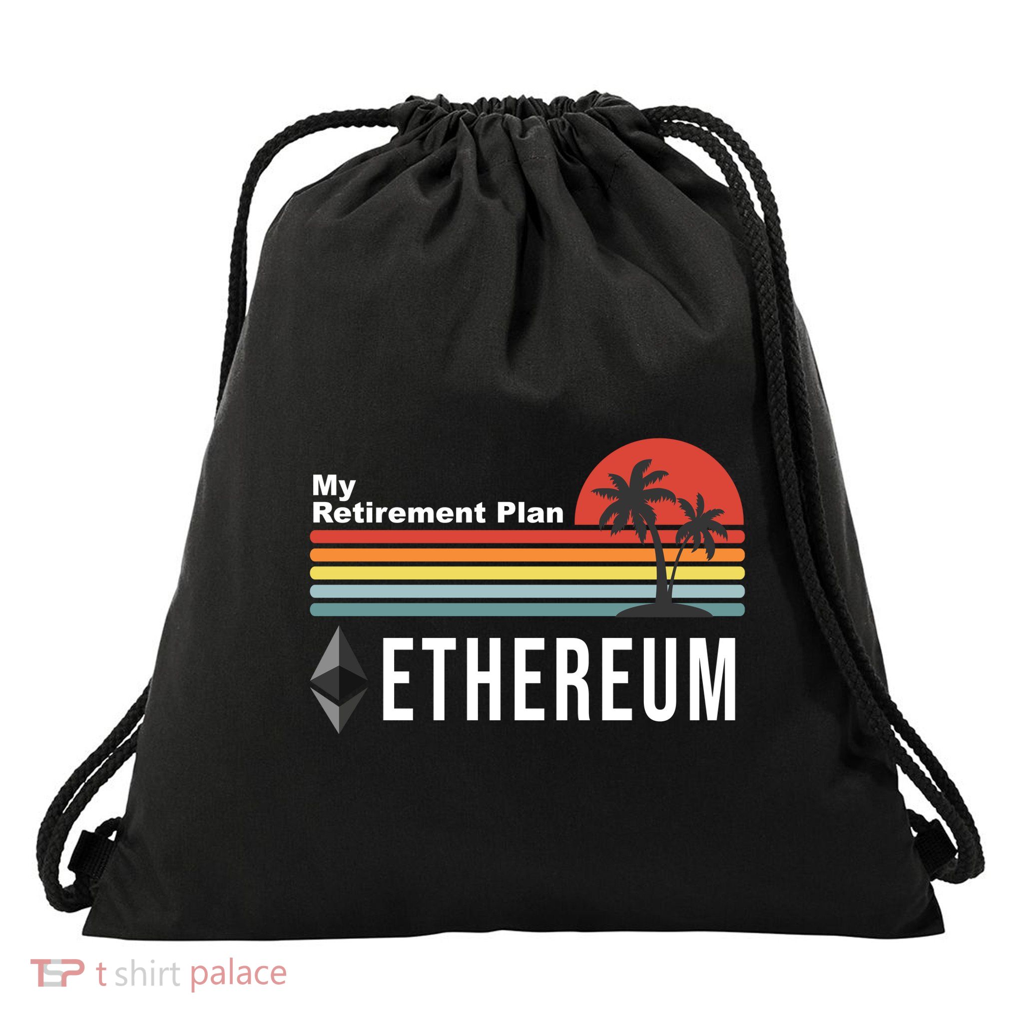 My Retirement Plan Ethereum Sunset Drawstring Bag