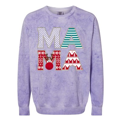 Mama Reindeer Plaid Christmas Holiday Design Colorblast Crewneck Sweatshirt