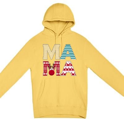 Mama Reindeer Plaid Christmas Holiday Design Premium Pullover Hoodie