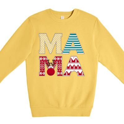 Mama Reindeer Plaid Christmas Holiday Design Premium Crewneck Sweatshirt