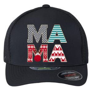 Mama Reindeer Plaid Christmas Holiday Design Flexfit Unipanel Trucker Cap