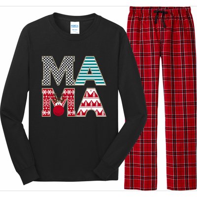 Mama Reindeer Plaid Christmas Holiday Design Long Sleeve Pajama Set