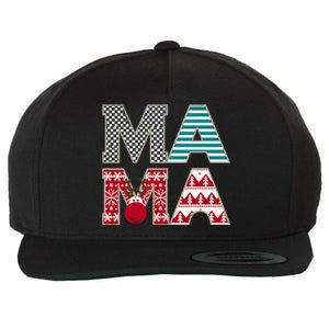 Mama Reindeer Plaid Christmas Holiday Design Wool Snapback Cap