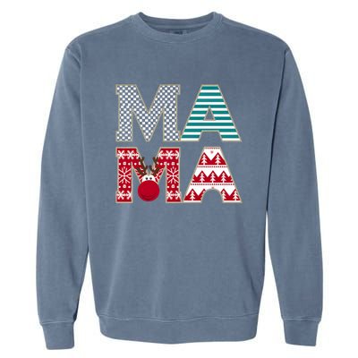 Mama Reindeer Plaid Christmas Holiday Design Garment-Dyed Sweatshirt