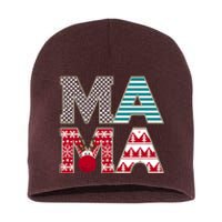 Mama Reindeer Plaid Christmas Holiday Design Short Acrylic Beanie