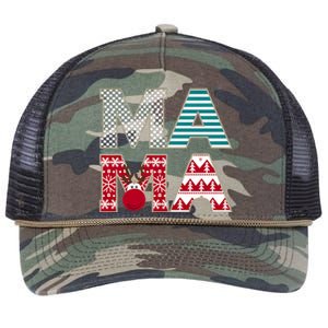 Mama Reindeer Plaid Christmas Holiday Design Retro Rope Trucker Hat Cap