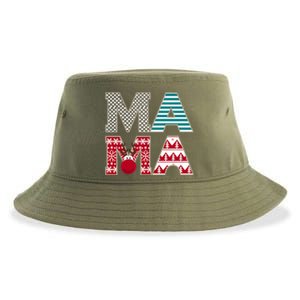 Mama Reindeer Plaid Christmas Holiday Design Sustainable Bucket Hat