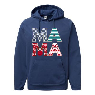 Mama Reindeer Plaid Christmas Holiday Design Performance Fleece Hoodie