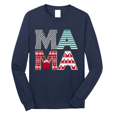 Mama Reindeer Plaid Christmas Holiday Design Long Sleeve Shirt