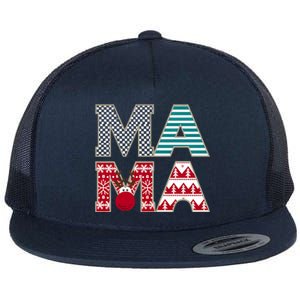 Mama Reindeer Plaid Christmas Holiday Design Flat Bill Trucker Hat