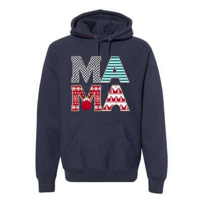 Mama Reindeer Plaid Christmas Holiday Design Premium Hoodie