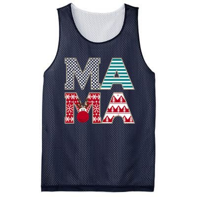 Mama Reindeer Plaid Christmas Holiday Design Mesh Reversible Basketball Jersey Tank