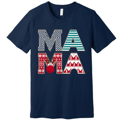 Mama Reindeer Plaid Christmas Holiday Design Premium T-Shirt